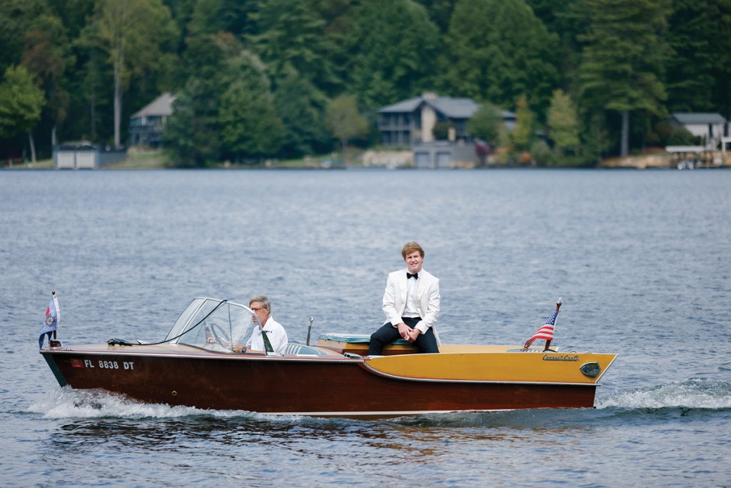 The happy groom living his best Lake Life.