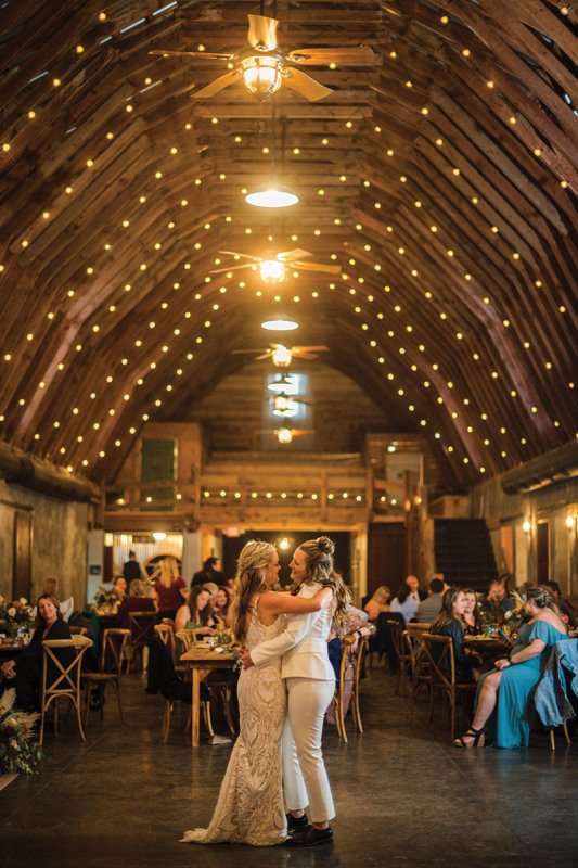 String lights hung from the barn ceiling set the warm ambiance for the evening.