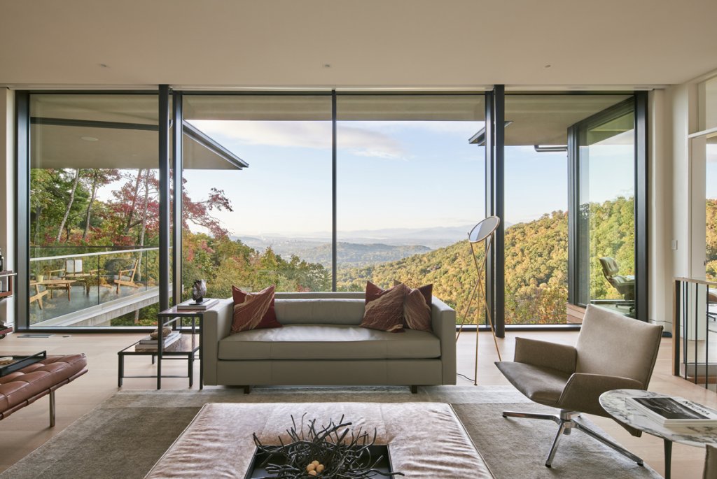 The Nova residence overlooks the city of Asheville and the Blue Ridge Mountains.