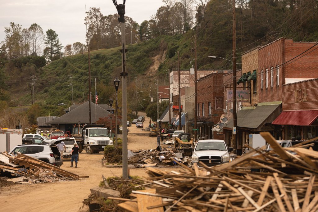 Spruce Pine’s downtown business district was hit hard.
