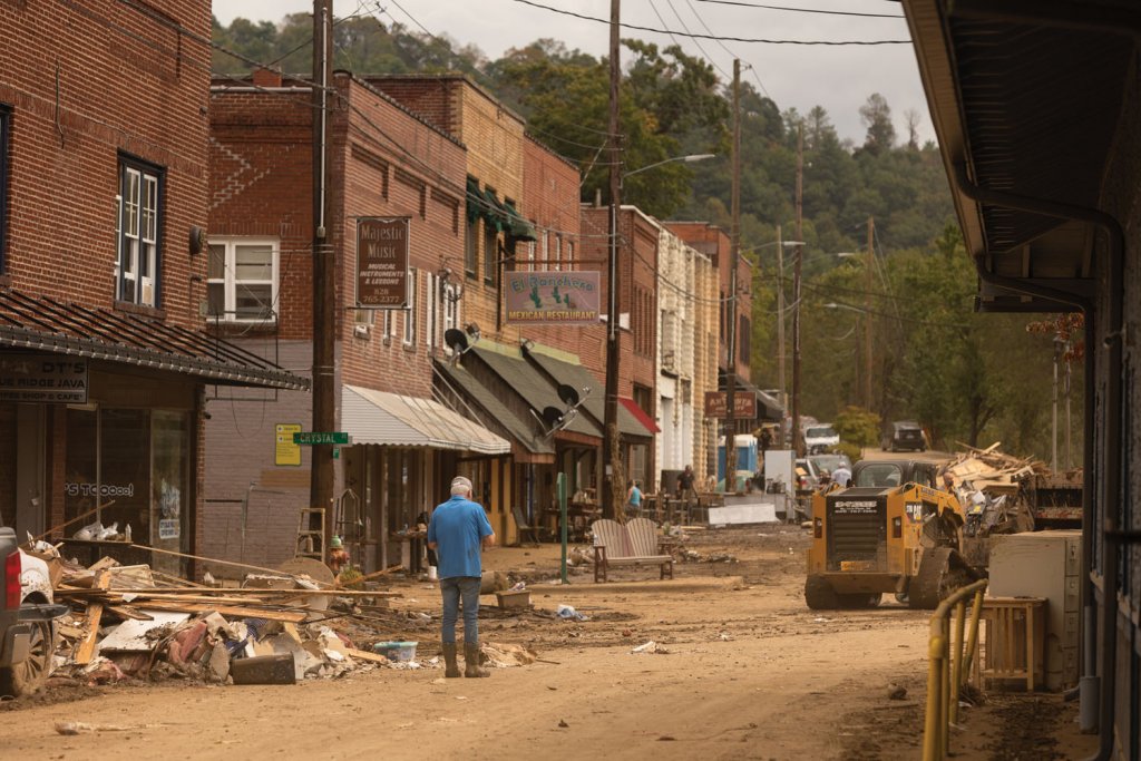 Spruce Pine’s downtown business district was hit hard.