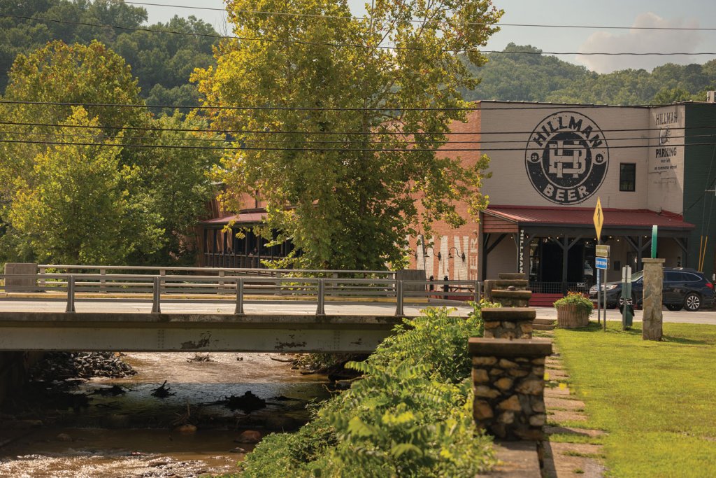 Hillman Beer brewery sits right along the river in downtown Old Fort.