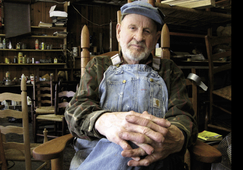 Chair maker, Max Woody in his workshop