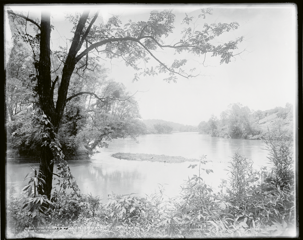 A 1902 photograph of where the Swannanoa River enters the French Broad in Asheville