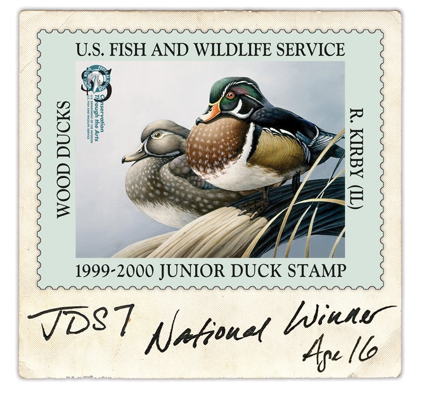 When Kirby won the Junior Duck Stamp Contest, it was the first time his artwork received publicity.