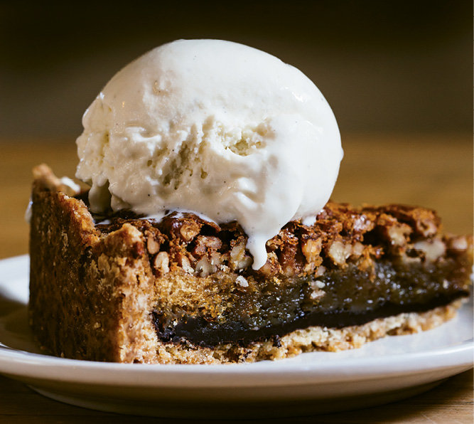For dessert, the chocolate pecan pie is a crowd favorite.