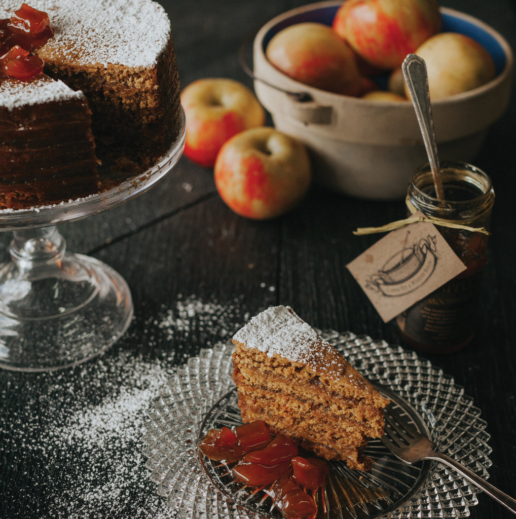 Apple Pie Moonshine Jam, made and sold by Copper Pot &amp; Wooden Spoon, is a key ingredient in this Harvest Spice Apple Stack Cake.
