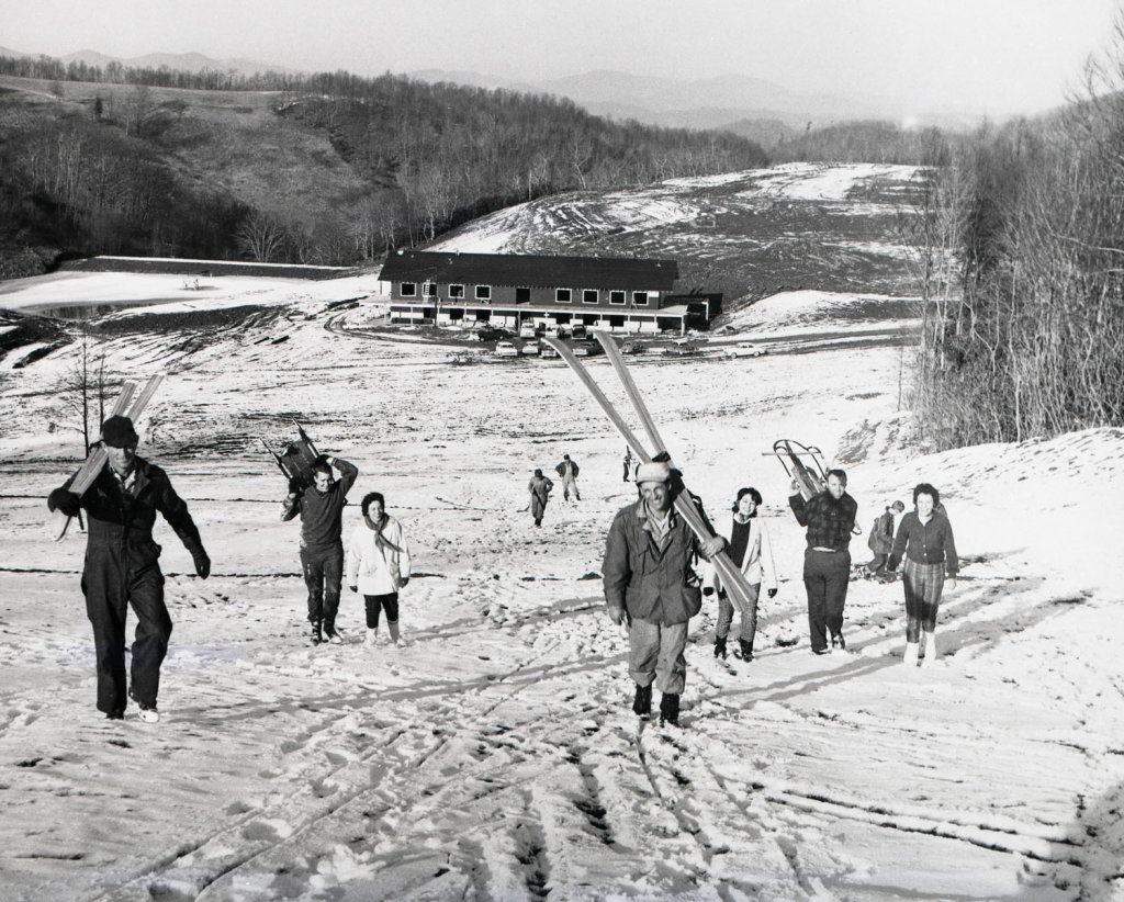 Blowing Rock Ski Lodge was soon standing by the parking lot Austrian Tony Krasovic found when he arrived. Locals were happy to walk up to go down. Courtesy of Appalachian Ski Mountain.