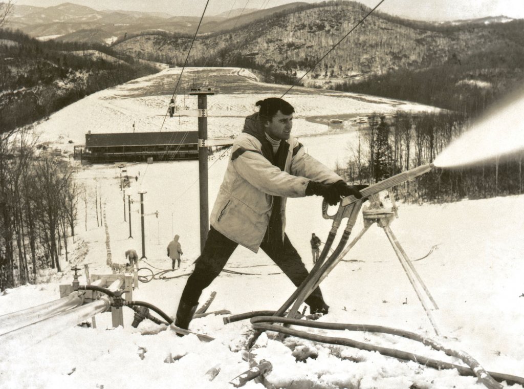 Soon, Krasovic aimed snow guns at the future. Courtesy of Appalachian Ski Mountain.