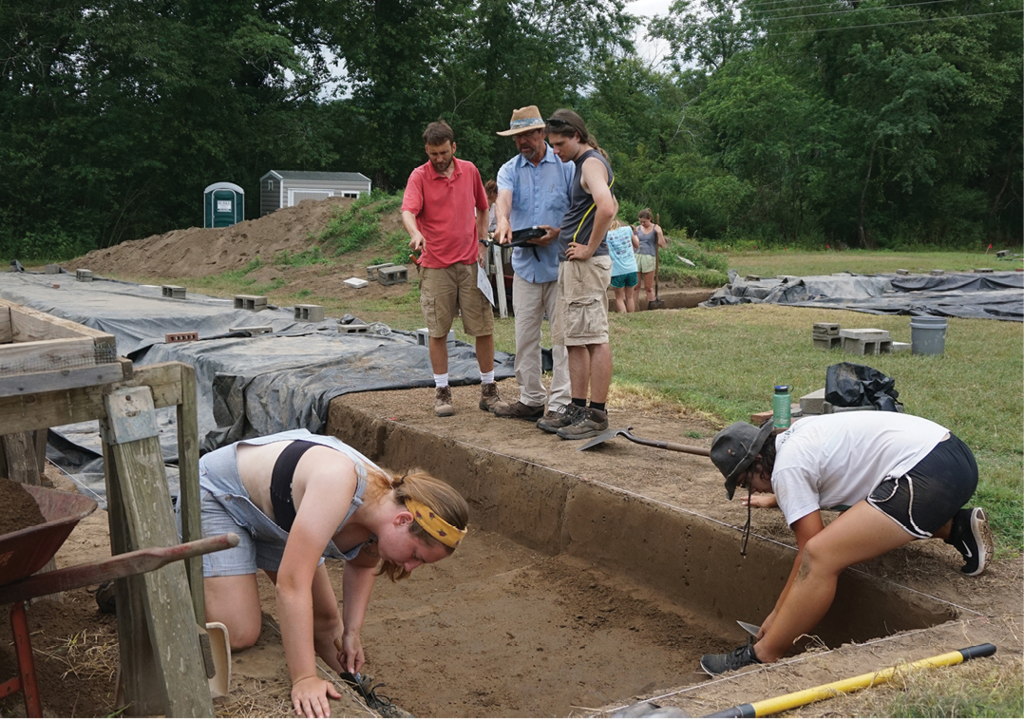 Archaeology students excavating at the Berry Site in Morganton