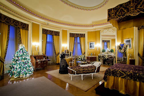Each room, including Mrs. Vanderbilt&#039;s, is given special care in during the decorating process.