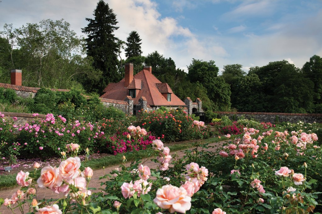 The Walled Garden is one of the most well-known on the property due to its geometric layout and ever-changing florals to match the season.