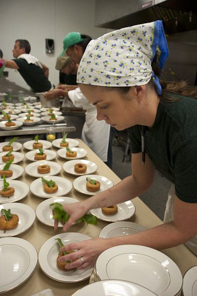 Team Knife &amp; Fork plating their donut with sweet potato.