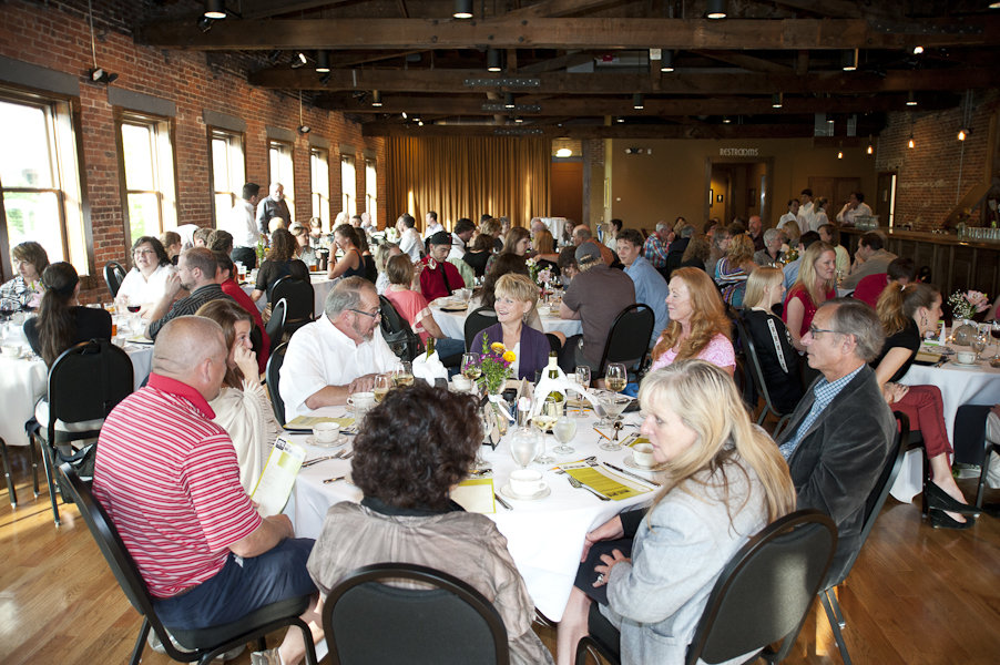 Diners mingle during the May 15 Chefs Challenge at Pack&#039;s Tavern.