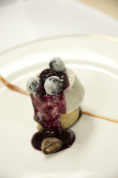 Chef Jason Roy and the LAB team used the secret ingredient, blueberries, to prepare a blueberry chocolate strudel with blueberry white chocolate ice cream, candied blueberries, and caramel chocolate-covered almonds.