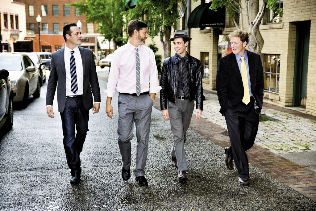 Search Squad Graham Averill (second from left) and pals roam the town to discover the best Old Fashioned in Asheville