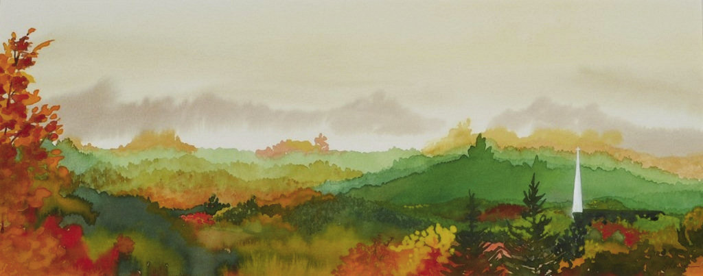 Church in the  Wildwood,  9&quot; x 20½&quot;, watercolor by Sharyn Fogel