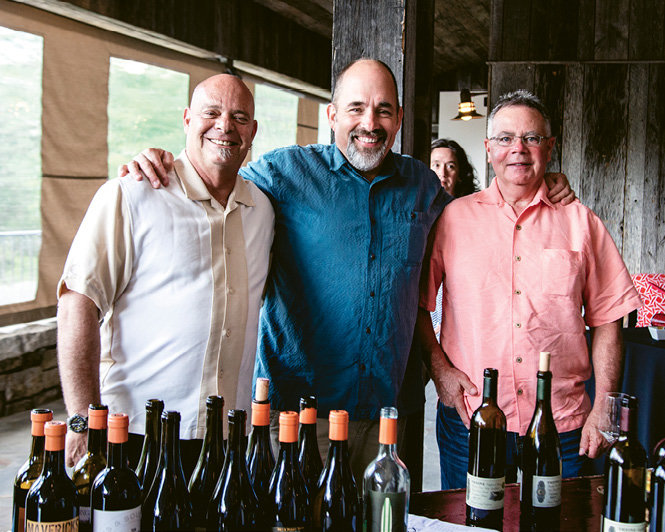 Winemakers Oded Shakked (Longboard Wines), Scot Covington (Trione), and Mike Miller (Grapevine Distributing)