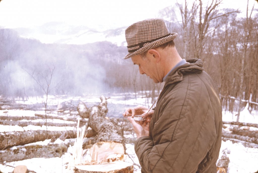 “Doc” Brigham clearing north-facing slopes. Photograph by Al Traver.
