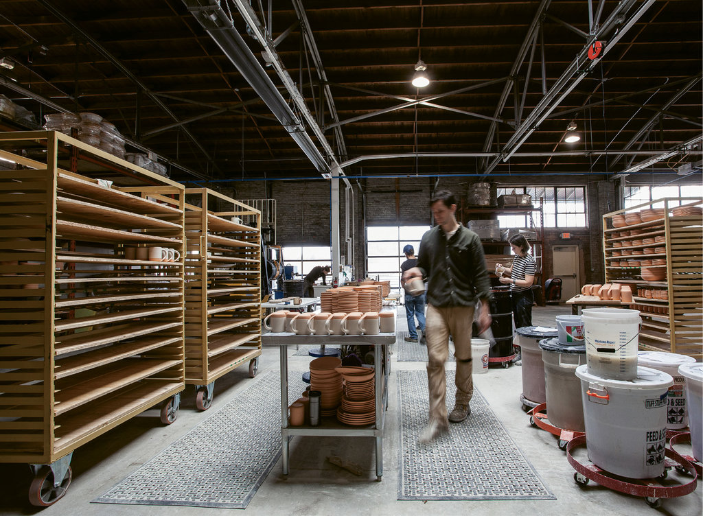At the factory, 10,500 square feet is devoted to production.