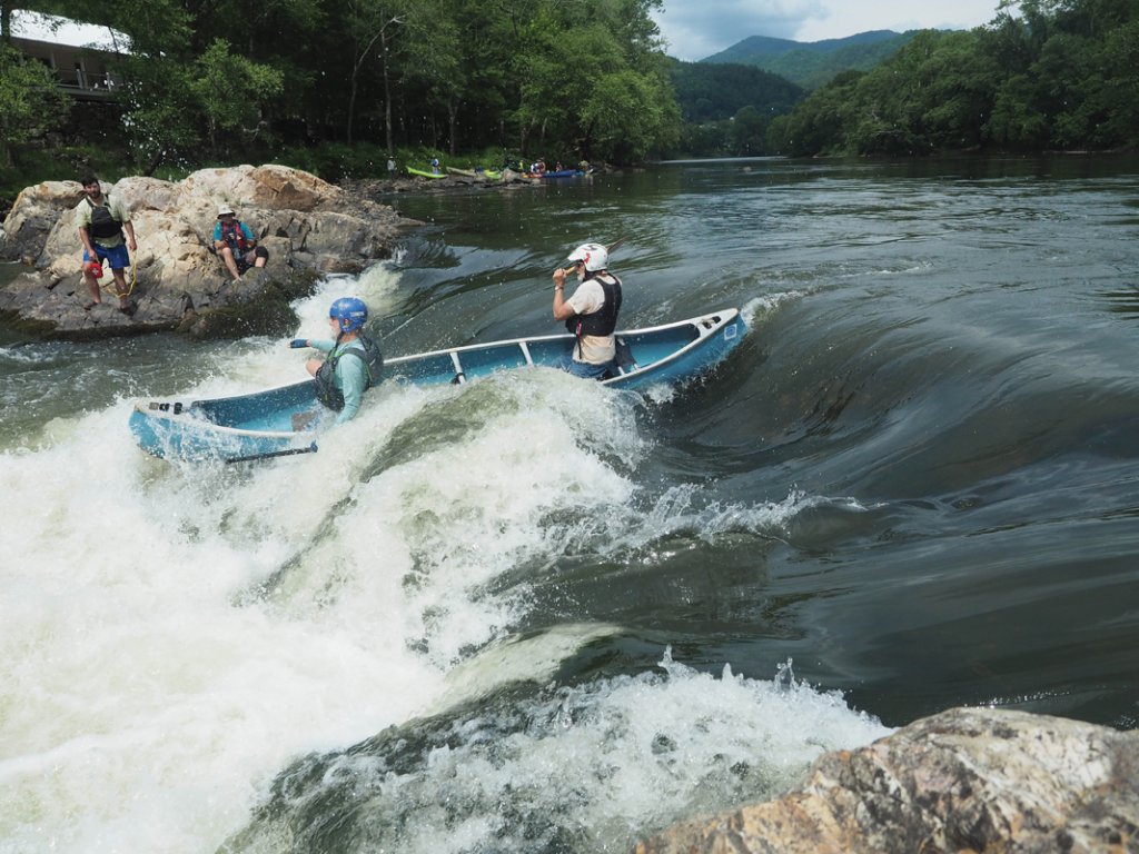 Even the most experienced whitewater paddlers are challenged by class III and IV rapids of the French Broad Paddle Trail. The Southern Sampler section, below, flows from Redmon Dam to US 25/70.