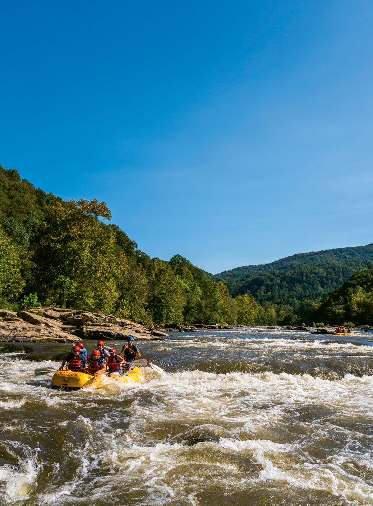 The Nantahala Outdoor Center’s French Broad Outpost, based in Marshall, operates some of the most popular rafting runs on the river.