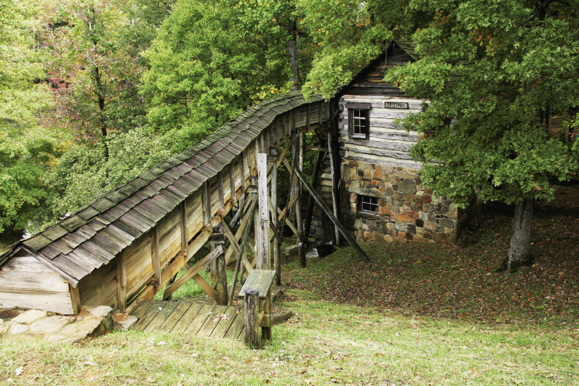 Among the 101 buildings are a restored trapper’s house and a painstakingly reconstructed gristmill.