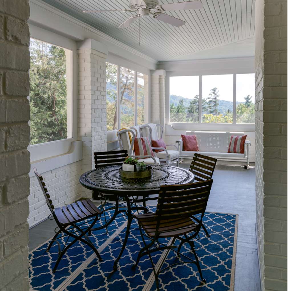 A screened-in porch is a breezy gathering place.