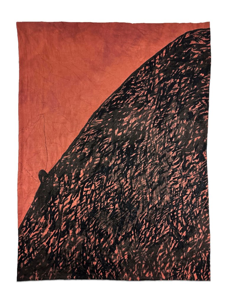 &#039;Helio&#039;, silk, wool, cotton, dye, textile paint, and thread