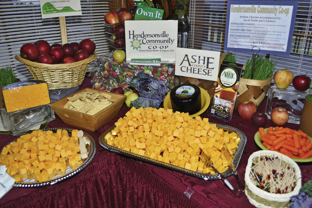 Hendersonville Community Co-op presented a spread of WNC-made cheeses.