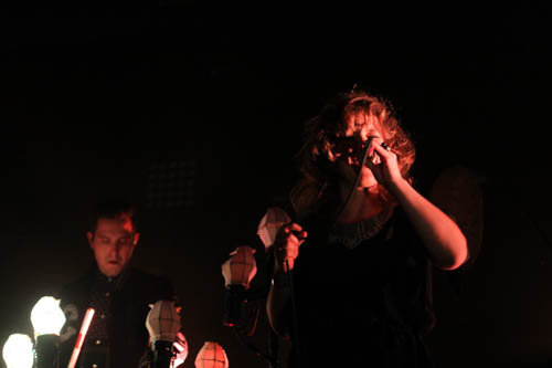 Purity Ring performs on Friday night during the Mountain Oasis Electronic Music Summit  in the ExploreAsheville.com Arena.