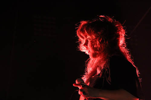 Megan James of Purity Ring performs on Friday night during the Mountain Oasis Electronic Music Summit  in the ExploreAsheville.com Arena.