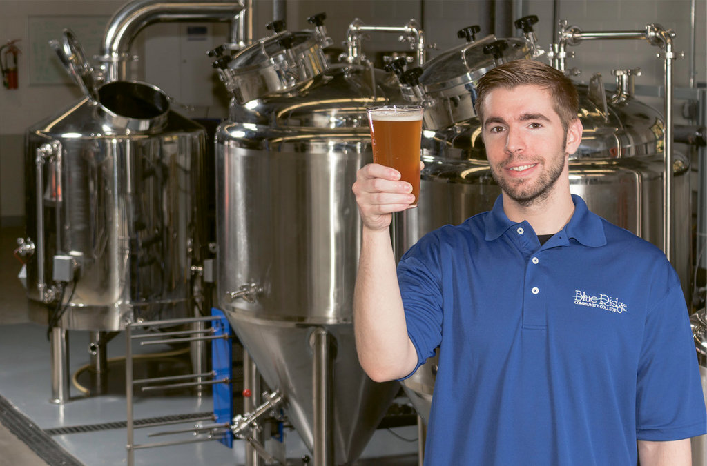 Blue Ridge Community College student Scott Swann is learning brewing first hand.