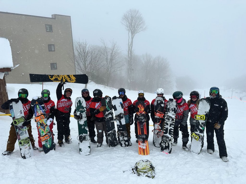 The Lees-McRae snowboarding team. Courtesy of Aaron Maas.