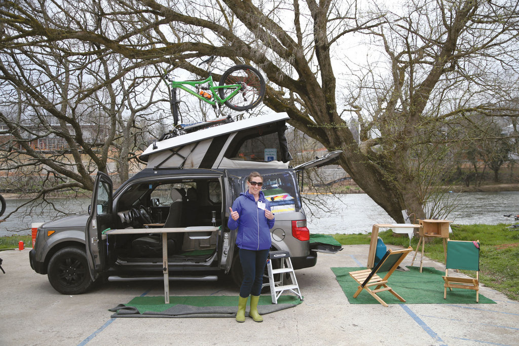 Sara Defosset with Fifth Element Camping, which produces micro car camper systems.