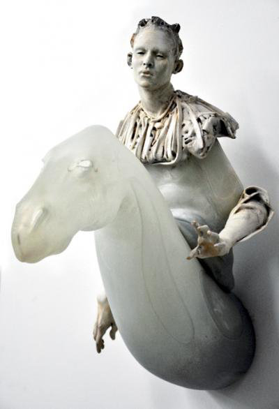 Jinete, glass &amp; ceramic, 26&quot; x 12&quot; x 23&quot; By Christina Córdova, Penland