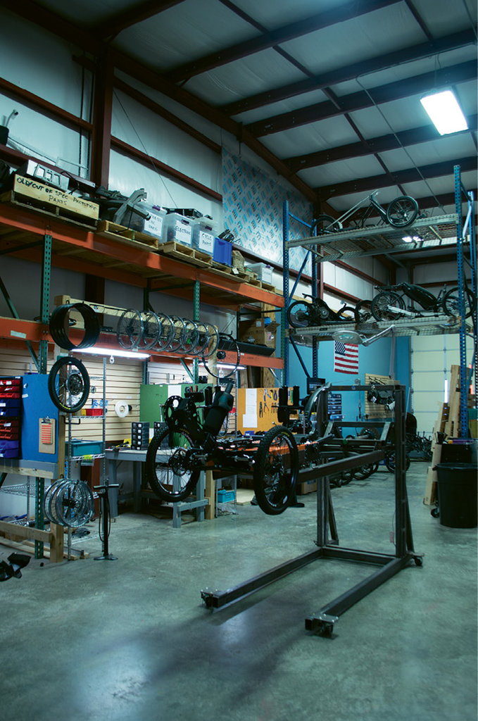 An Outrider frame waits to be outfitted.