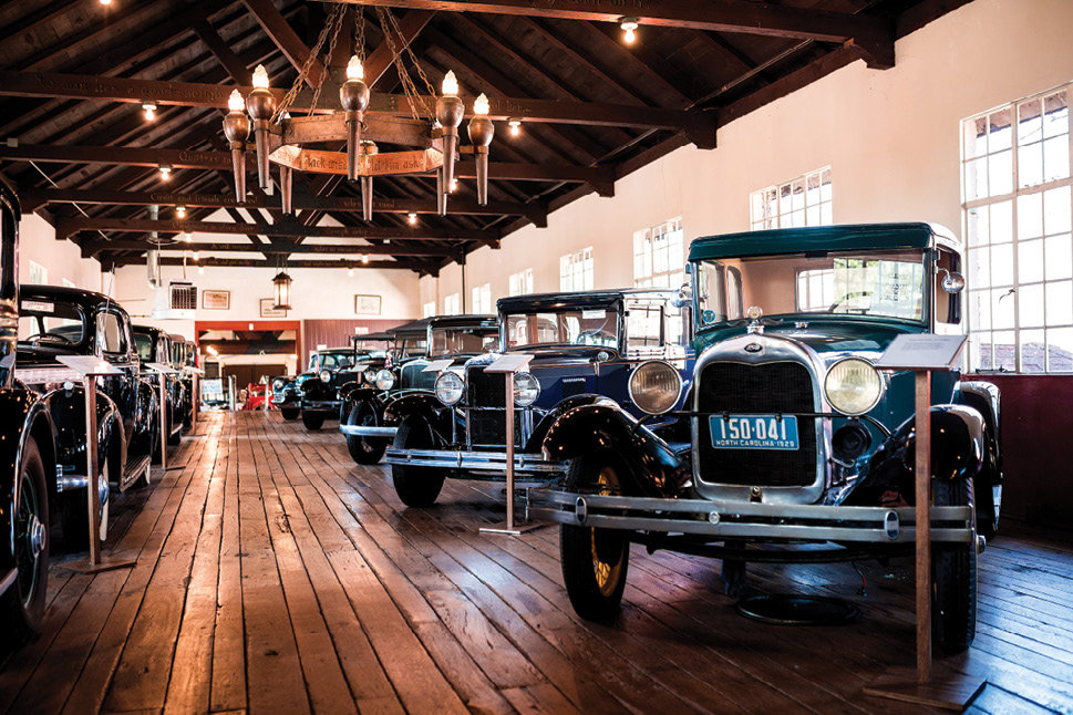 An antique car museum houses Harry Blomberg’s classic auto collection.