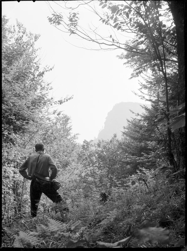 Hugh Morton eyes the profile in the 1940s.