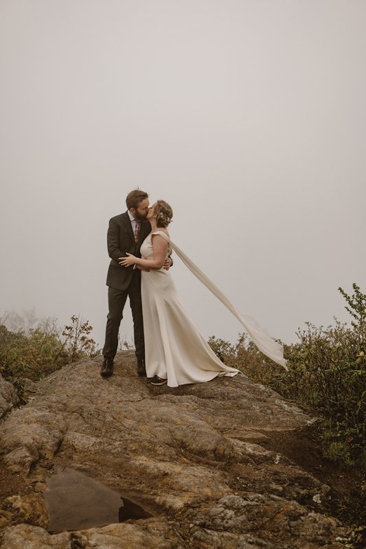 Gracie and Rob spend a misty morning exchanging vows off the Blue Ridge Parkway.