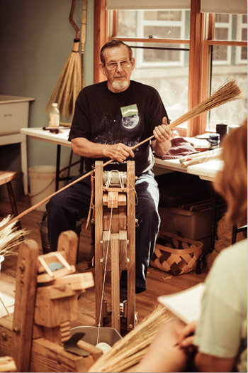 Broom making instructor Glen McLean