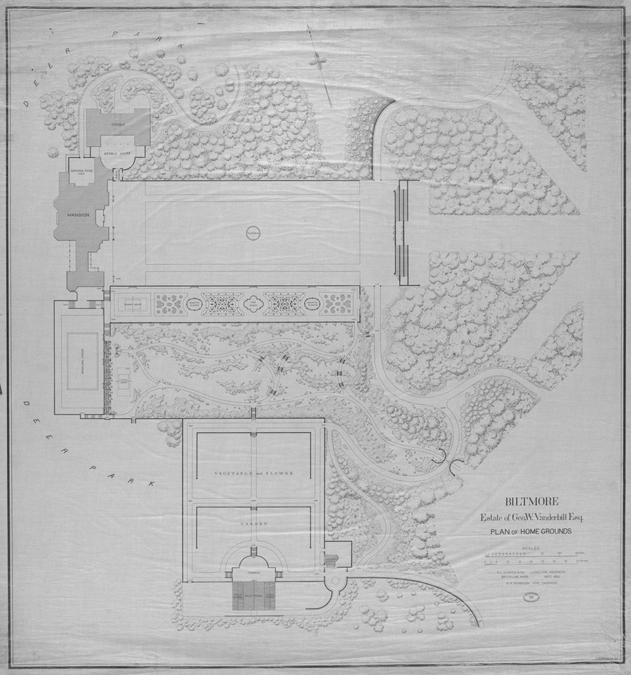Olmsted’s intricately drawn plan for the home grounds offers reminders that despite the mansion’s extraordinary size, it was but one of the myriad features Olmsted designed for this central part of the estate.
