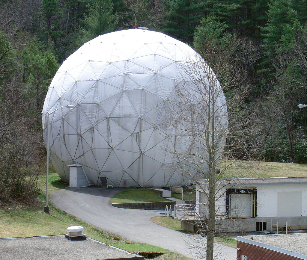 Some of the most sensitive spy equipment at the station was shielded from disclosure by giant radomes like this one.