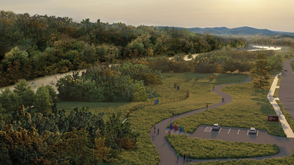 Once a junkyard where autos were crushed, RiverLink’s Karen Cragnolin Park completes 3.1 miles of the French Broad Greenway.