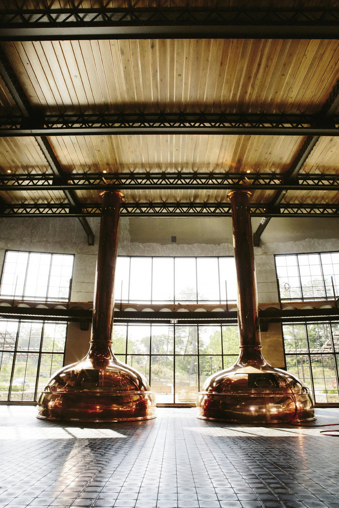 Copper-clad kettles at Sierra Nevada’s new brewery in Mills River