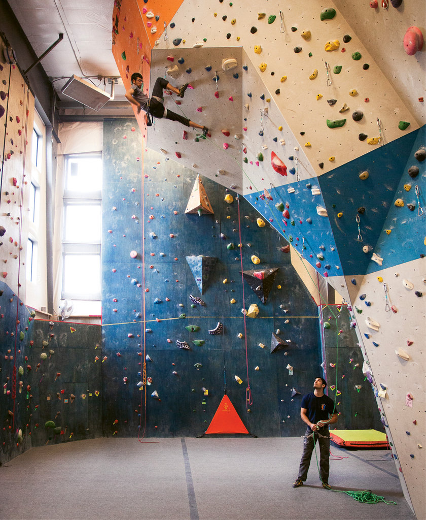 Climbing gyms, such as Smoky Mountain Adventure Center in Asheville (shown) and Center 45 in Boone, provide opportunities to build both strength and stamina.