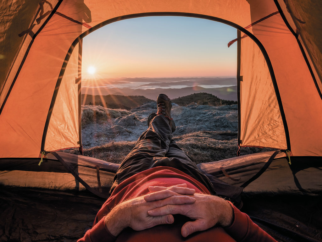 FINALIST - WHAT A VIEW - Thomas Moors - Using a tripod, Moors captured the sunrise from his tent while camping along the Art Loeb Trail.  Professional category