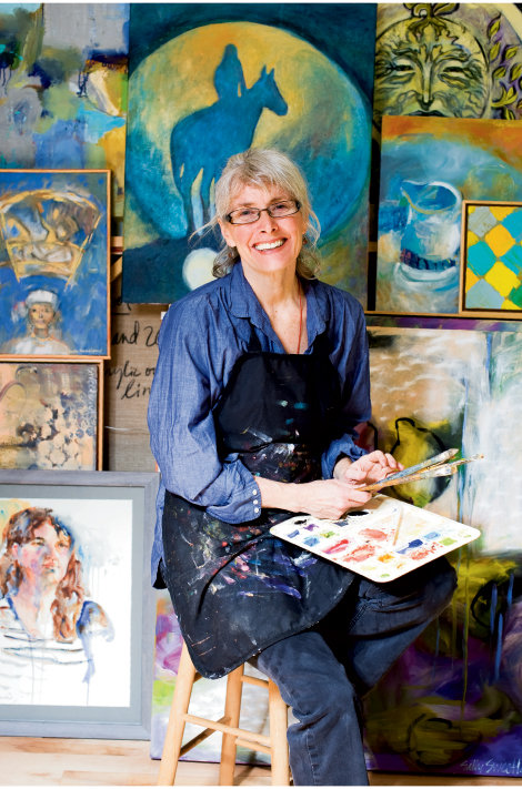 Oils and watercolors fill Sweetland&#039;s home studio.