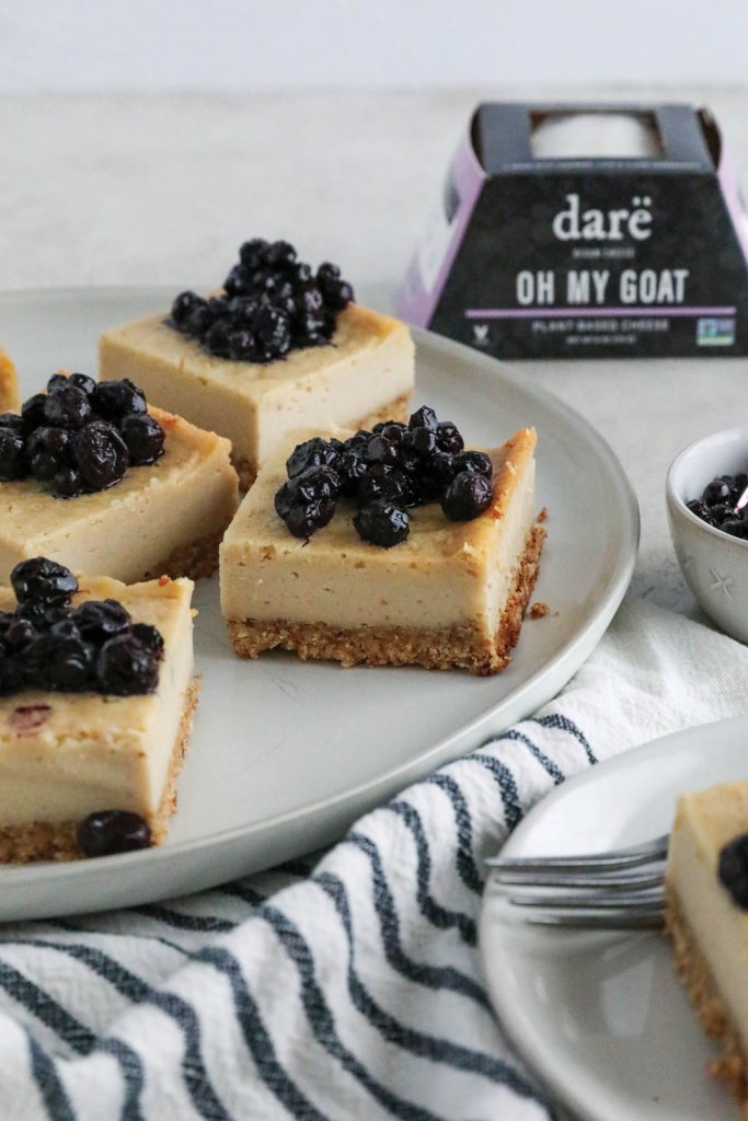 Vegan goat cheese cheesecake bars