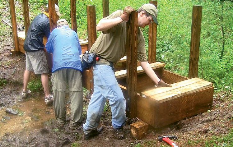 Organized by the Friends and its task forces, the MST’s volunteers work on trail building, which includes boardwalks and bridges in some places.
